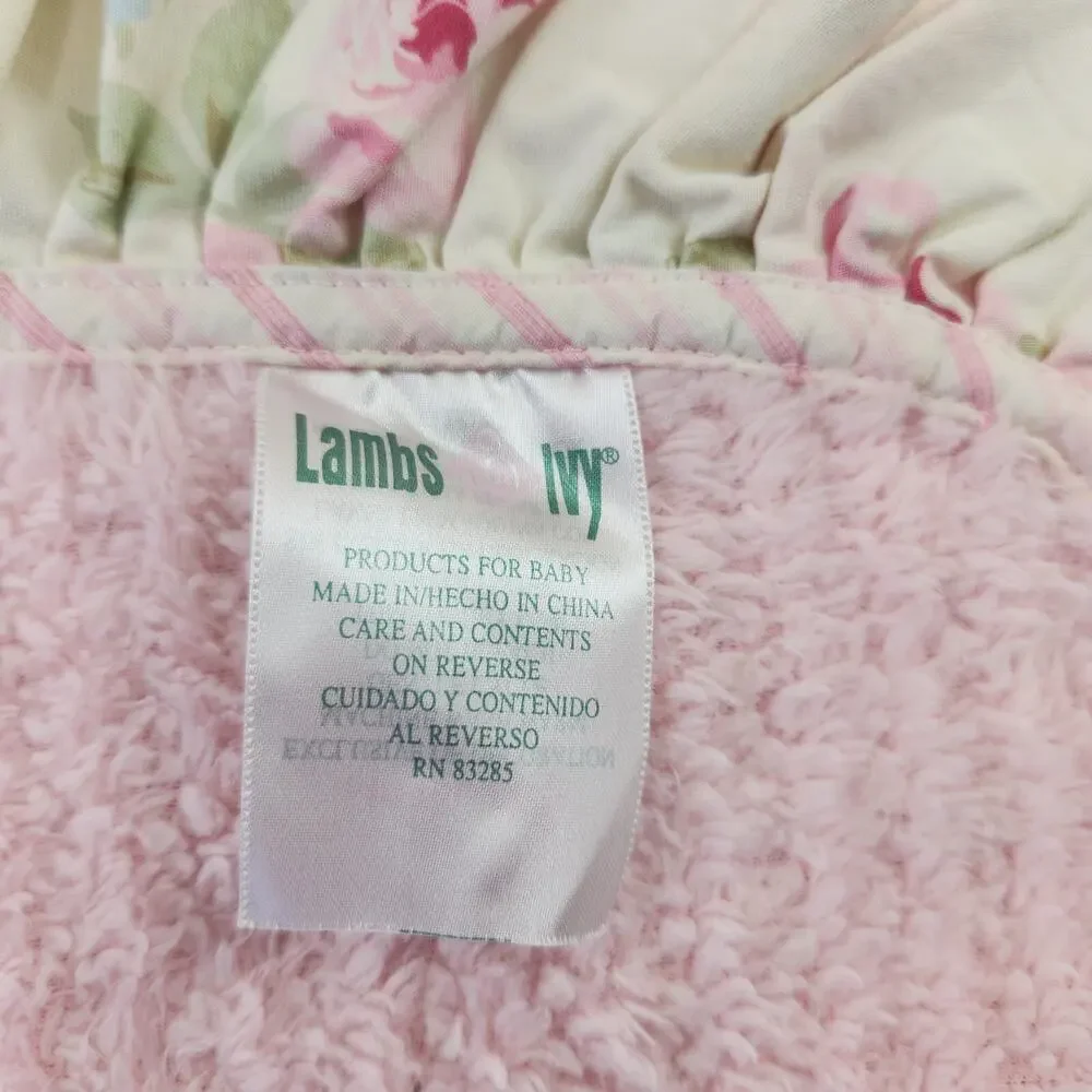 Lambs & Ivy Floral Ruffle & Pink Fleece Baby Blanket-Cottage Core